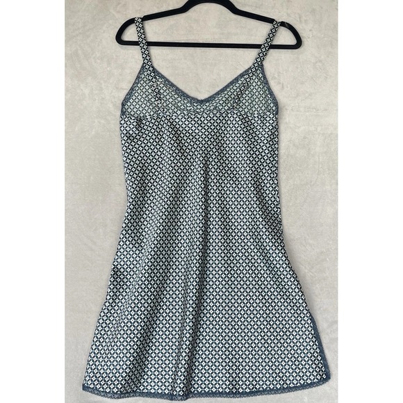 Jones New York Women's S Satin Babydoll Slip Nightie Aqua Blue Chemise Lace Sexy - Picture 6 of 6